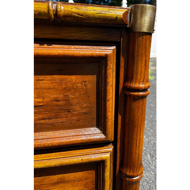 1970s Vintage Stanley Faux Bamboo Nightstand Chairish