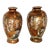 Antique Japanese Signed Satsuma Porcelain Vases, Matched Pair With Double Handles, Faces and Dragon on Each For Sale