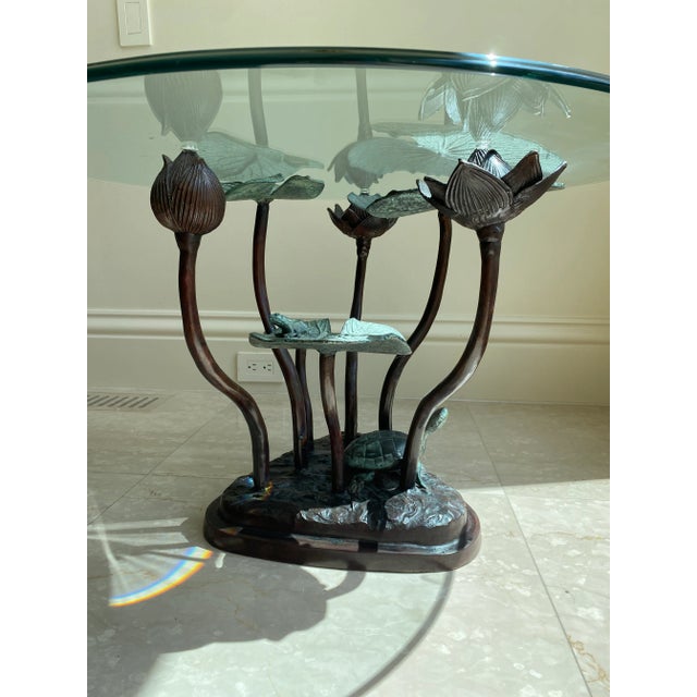 Round glass top with Iron base Table For Sale - Image 4 of 12
