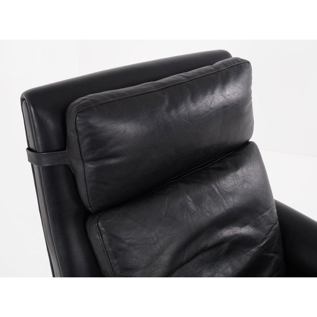 Danish Black Leather Armchair, 1970s For Sale - Image 12 of 18