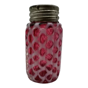 Antique Cranberry Red Lattice Blown Glass Salt or Pepper Shaker by Northwood, Circa 1890-1910's