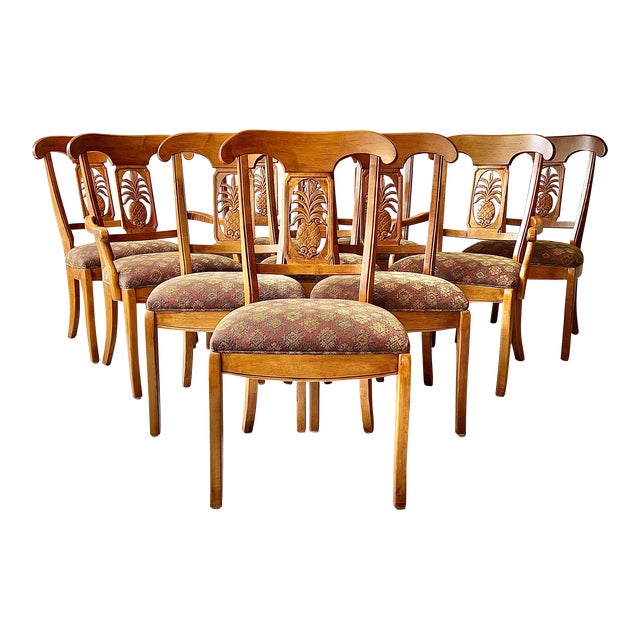 Ethan Allen Legacy Carved Pineapple Dining Chairs Set of 10 Chairish