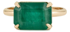 Natural Zambian Emerald 4.42 Ct May Birthstone Cocktail Ring in 18k Yellow Gold Size 4
