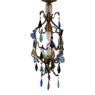 Karen Curtis’ Multi-Colored Strass Swarovski Crystal French Petite Birdcage Chandelier For Sale
