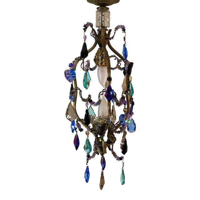 Karen Curtis’ Multi-Colored Strass Swarovski Crystal French Petite Birdcage Chandelier For Sale