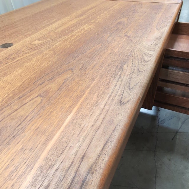 1970s D-Scan Mid-Century Modern Solid Teak Double Pedestal Executive Desk For Sale In Seattle - Image 6 of 8