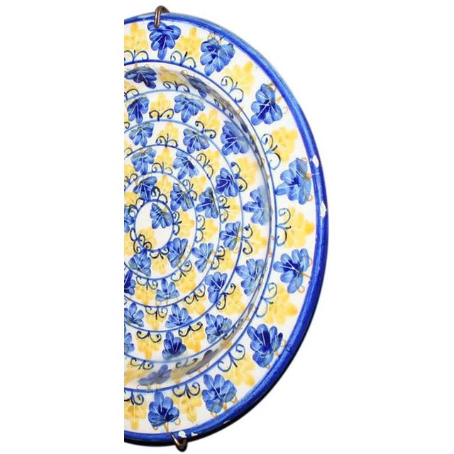 Late 20th Century Vintage Hand-Painted Portuguese Ceramic Decorative Wall Plate For Sale - Image 5 of 8