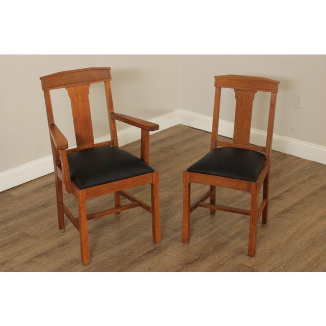 J.K. Rishel Furniture Co. Antique Mission Oak Set Of Six Dining Chairs For Sale - Image 4 of 12