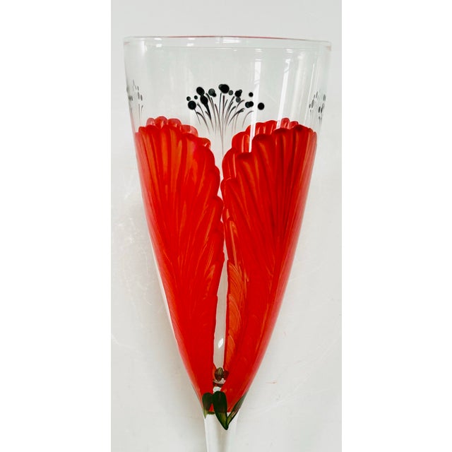 Glass Easter Spring Flowers Wine/Champagne Glasses, Set of 6 For Sale - Image 7 of 8