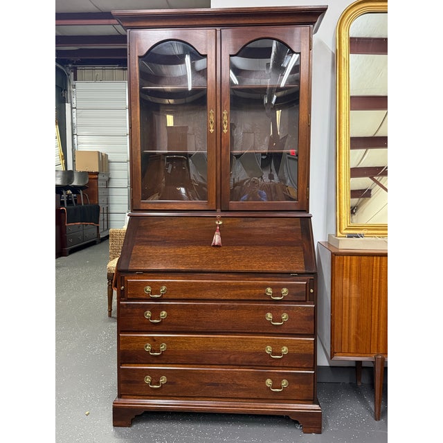 Beautiful vintage mahogany secretary desk attributed to Hickory Furniture Company.