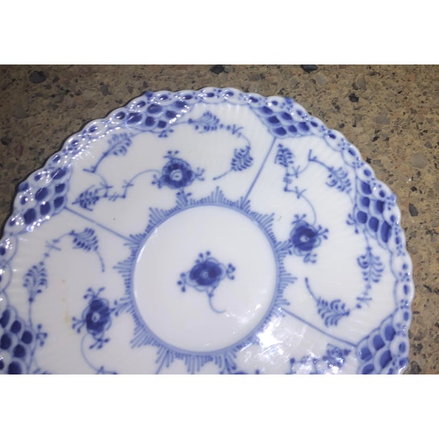 1980s Royal Copenhagen Blue Fluted Half Lace Cup & Saucer 1035 For Sale In Naples, FL - Image 6 of 9