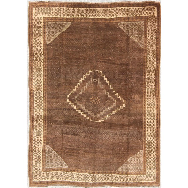 Vintage Turkish Kars Rug With a Modern Design in Shades of Brown and Ivory For Sale - Image 11 of 11