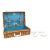 Vintage English Sirram Wicker Picnic Hamper Suitcase With Blue Interior & Plates For Sale