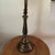 Vintage Art Nouveau Double Arm Brass Table Lamp With Ornate Fruited Base and Two Curved Arms W/Bell Shaped Glass Shades For Sale - Image 4 of 12