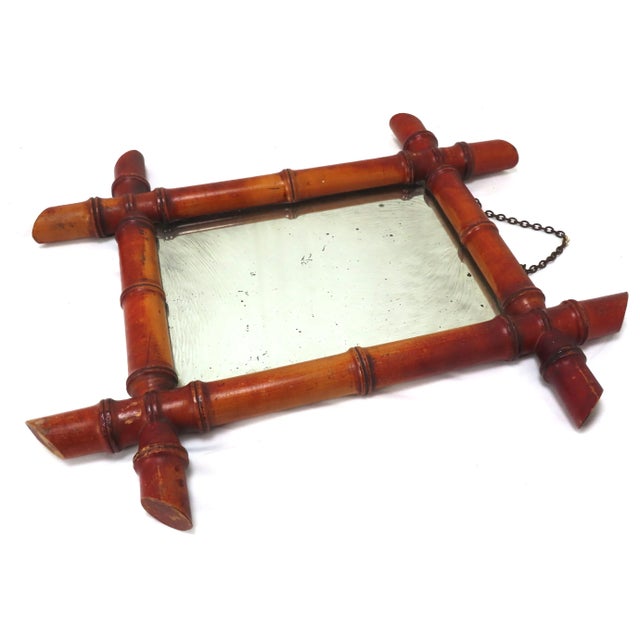 Antique Victorian Lathe Turned Bamboo Style Wood Mens Shaving Mirror For Sale In Boston - Image 6 of 13