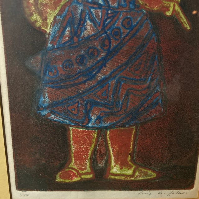 1970s #1 of 50 | Luis Alberto Solari Signed and Numbered Etching - “Queen of the Brooms” Professionally Assembled in Its Original Mid-Century Frame For Sale - Image 5 of 10