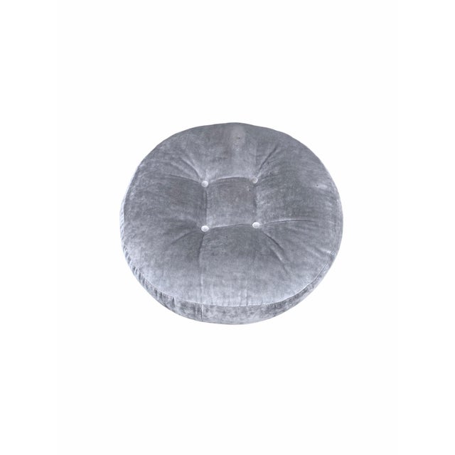 Gray MCM Tufted Velvet Ottoman For Sale - Image 8 of 8