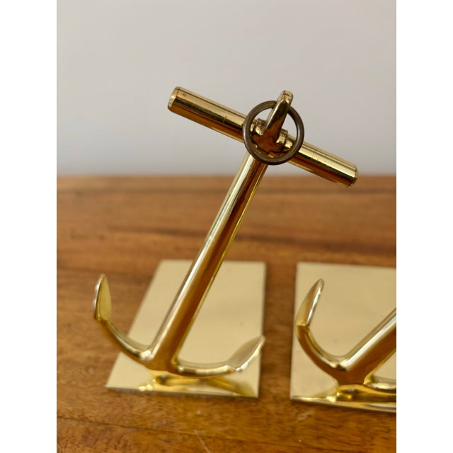 Hollywood Regency 1950's Nautical Solid Brass Anchor Bookends - A Pair For Sale - Image 3 of 8