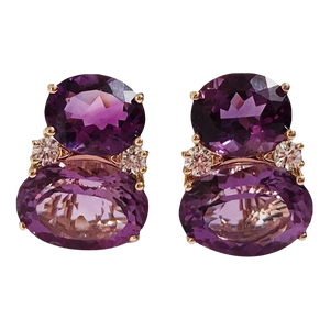 Christina Addison Large Gum Drop Earrings With Two-Toned Amethyst and Diamonds
