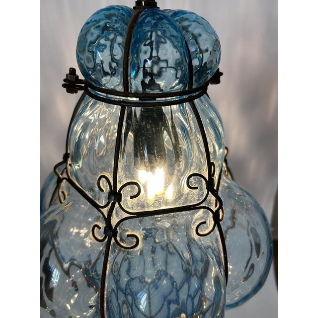 Blu Sky Bubble Pendant in Murano Glass, 1980s For Sale - Image 11 of 18