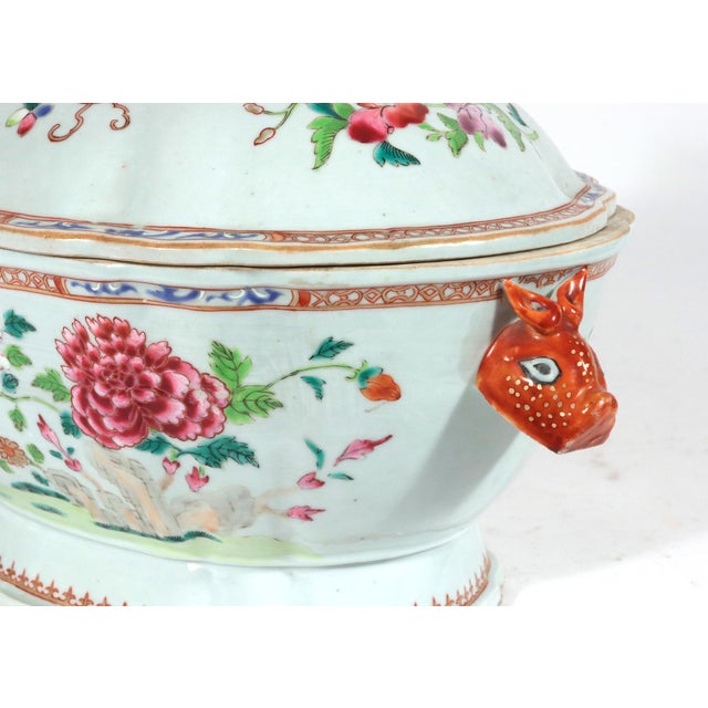 18th-Century Chinese Export Porcelain Double Peacock Pattern Soup Tureen, Cover & Stand For Sale - Image 11 of 18