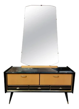 1950's Vanity With Mirror & Lacquer Finish