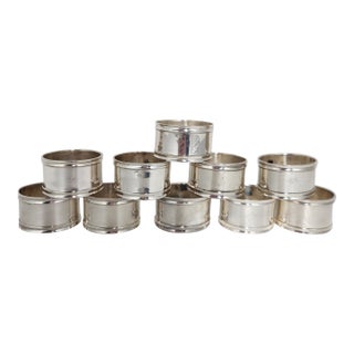 Late 20th Century Silver-Plated Oval Napkin Rings – Set of 10 For Sale