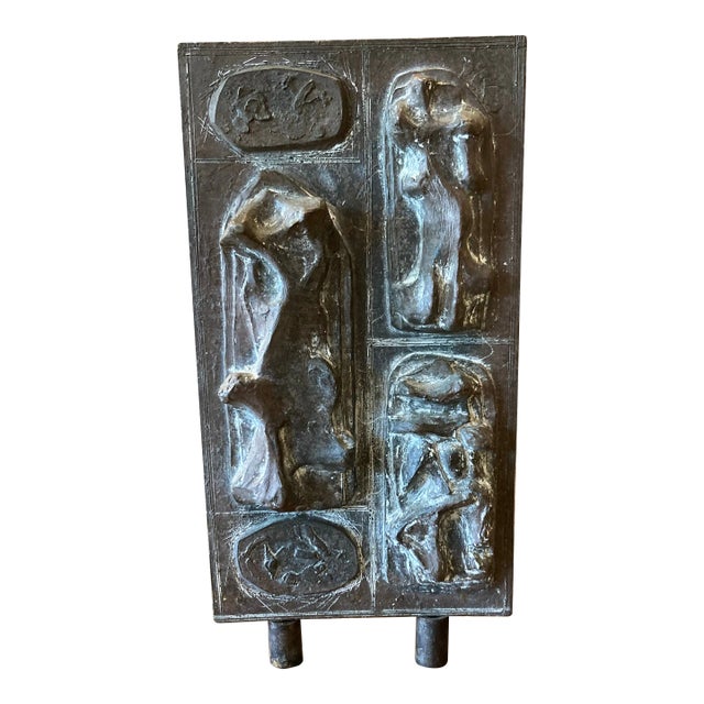 Mid 20th Century Moderne Bronze Plaque For Sale