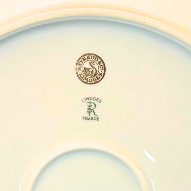 French Arès Prestige Porcelain Dinnerware Set for 12 with Hand-Gilded Gold from Raynaud Limoges, 1980s, Set of 46 For Sale - Image 10 of 11