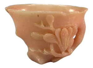 Ming Dynasty Carved Rose Soapstone 'Magnolia' Miniature Libation Cup