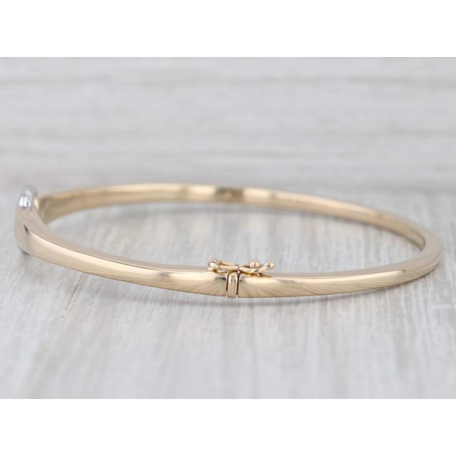 Metal Audry Rose 2-Toned Buckle Bangle Bracelet 14k Yellow White Gold 7.5" For Sale - Image 7 of 8
