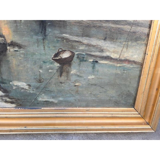Dutch Artist, Frozen River Scene, 1900, Oil Painting, Framed For Sale - Image 12 of 13