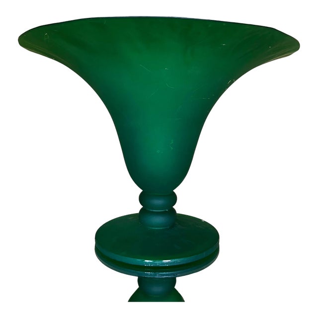 Large 1980s Spanish Artisan Green Glass Centerpiece Bowl For Sale