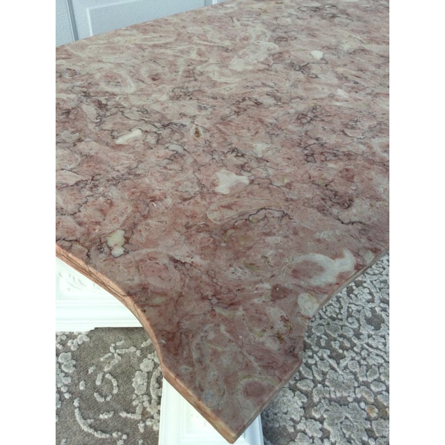 Mid 20th Century Hollywood Regency French Carved Pink Marble For Sale - Image 9 of 11