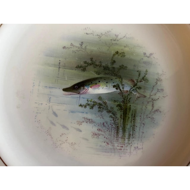 Victorian Pair Antique Copeland Spode Porcelain Fish Plates for Tiffany & Co. For Sale - Image 3 of 9