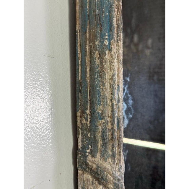 Blue Mirror With Weathered Painted Frame, Early 20th Century For Sale - Image 8 of 10