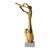 Vintage Brass Musician Sculpture, Abstract Art Deco Style Figure, Travertine Base, 1980s For Sale