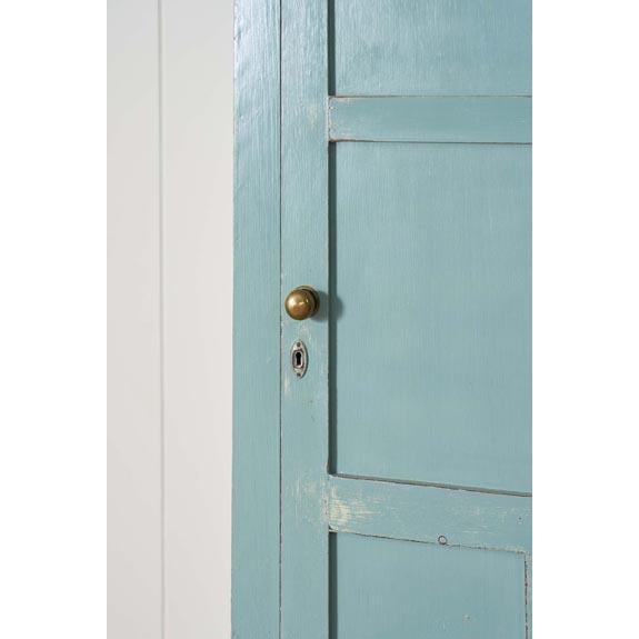 Early 1900's Blue Painted English Pine Paneled Cabinet For Sale - Image 9 of 9