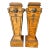 French Regency Style Pair of Burlwood Veneer Pedestal With Marble Top and Lion Head Brass Detail For Sale