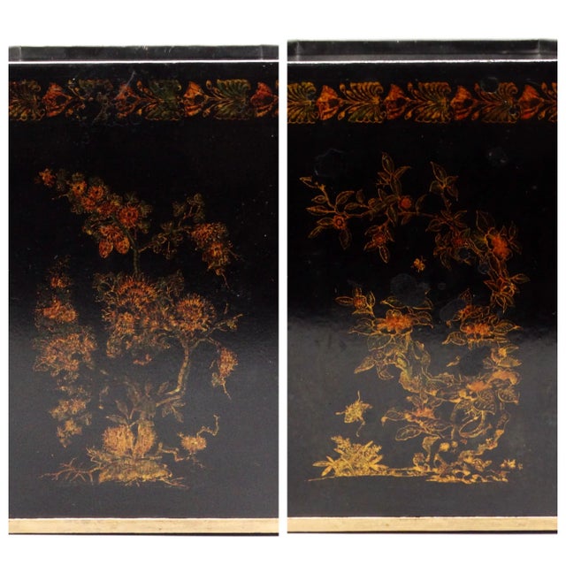 Large Italian Regency Style Toleware Jardinieres W/ Preserved Boxwood, a Pair For Sale - Image 14 of 15