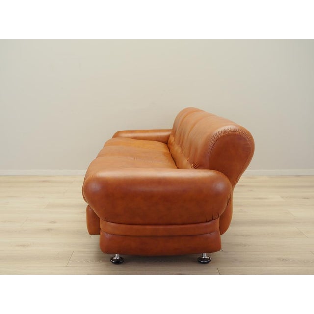 Italian Red Leather Sofa, Italy, 1970s For Sale - Image 4 of 14
