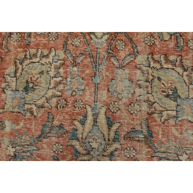 Tabriz Rug 9’9” X 12’8” Pink Wool Vintage Distressed Hand-Knotted Carpet For Sale - Image 11 of 15