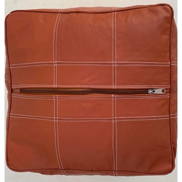 Moroccan Artist Contemporary Brown Chocolate Embroidered Moroccan Pouf Cover For Sale - Image 4 of 10