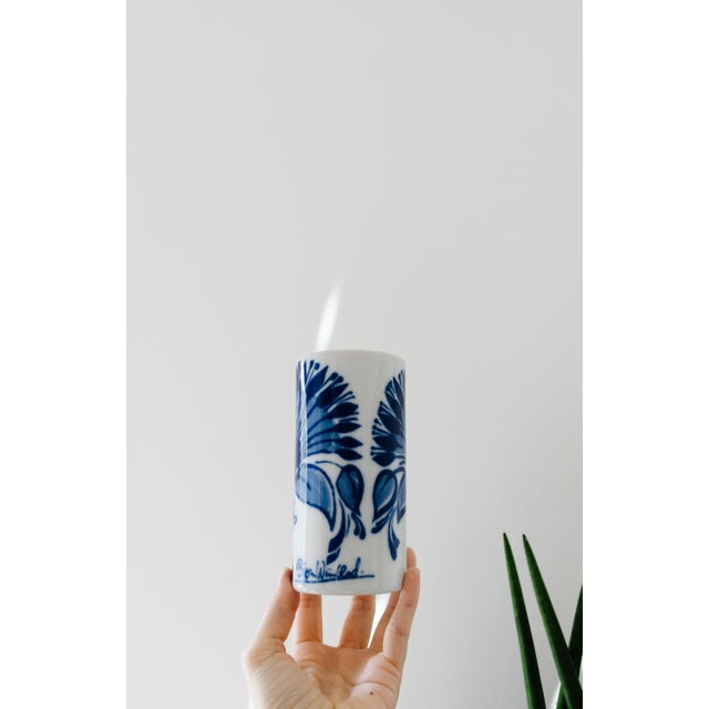 Bjorn Wiinblad Mini Bjørn Wiinblad Mid Century Modern Blue and White Glazed Porcelain Vase For Sale - Image 4 of 8