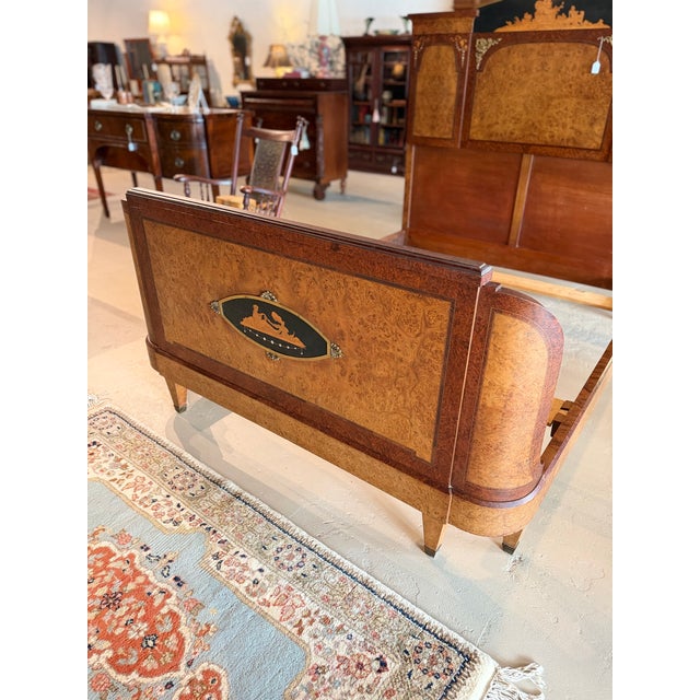 Antique 1920s Burled Walnut Full-Size Bed For Sale - Image 6 of 6