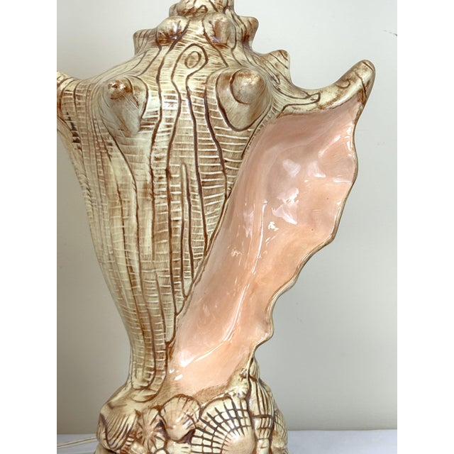 Vintage Ceramic Conch Shell Table Lamps C1986- A Pair For Sale - Image 12 of 18