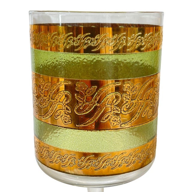 Morphew Abode 1960s Culvar Light Green Art Deco & 22k Gold Stemmed Glassware Set - 6 Pieces For Sale - Image 9 of 11