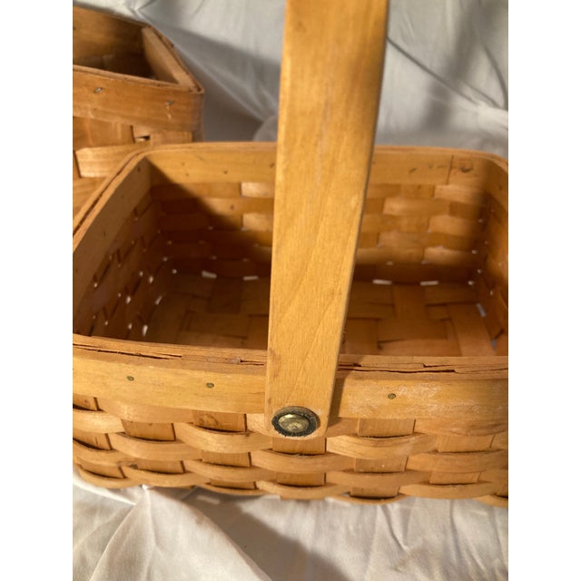 American Baskets. Two Iconic, Authentic Longaberger Maple Wood Baskets Handcrafted in Dresden, Ohio. For Sale - Image 9 of 12
