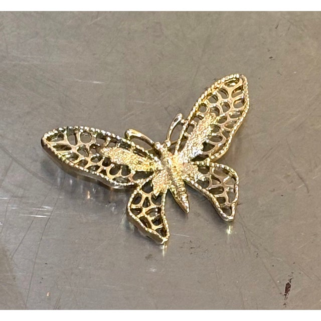 Mid-Century Modern Sarah Coventry Gold Tone Butterfly Brooch For Sale - Image 3 of 4