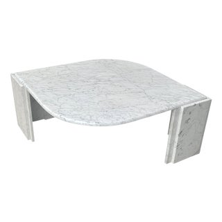 German Teardrop Coffee Table with Carrara Marble, 1980s For Sale